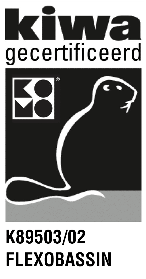 Kiwa gecertificeerd keurmerk K89503/02 Flexobassin